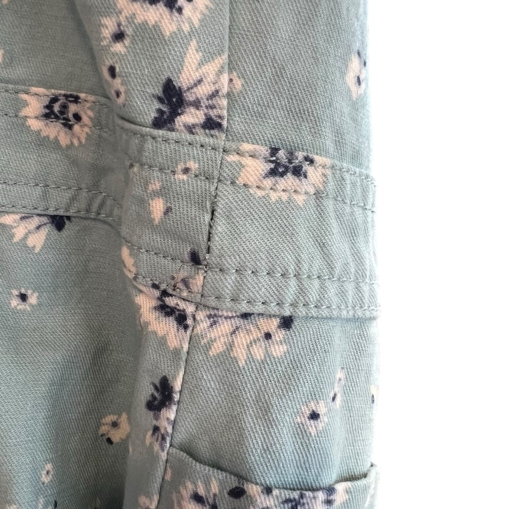 Gap Women’s Linen Belted Apron Dress Robins Egg Blue Floral Size 0 Cottagecore - Picture 6 of 6